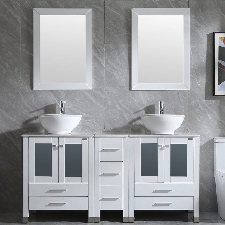 Ebern Designs Marinus 60'' Double Bathroom Vanity Set with Mirror
